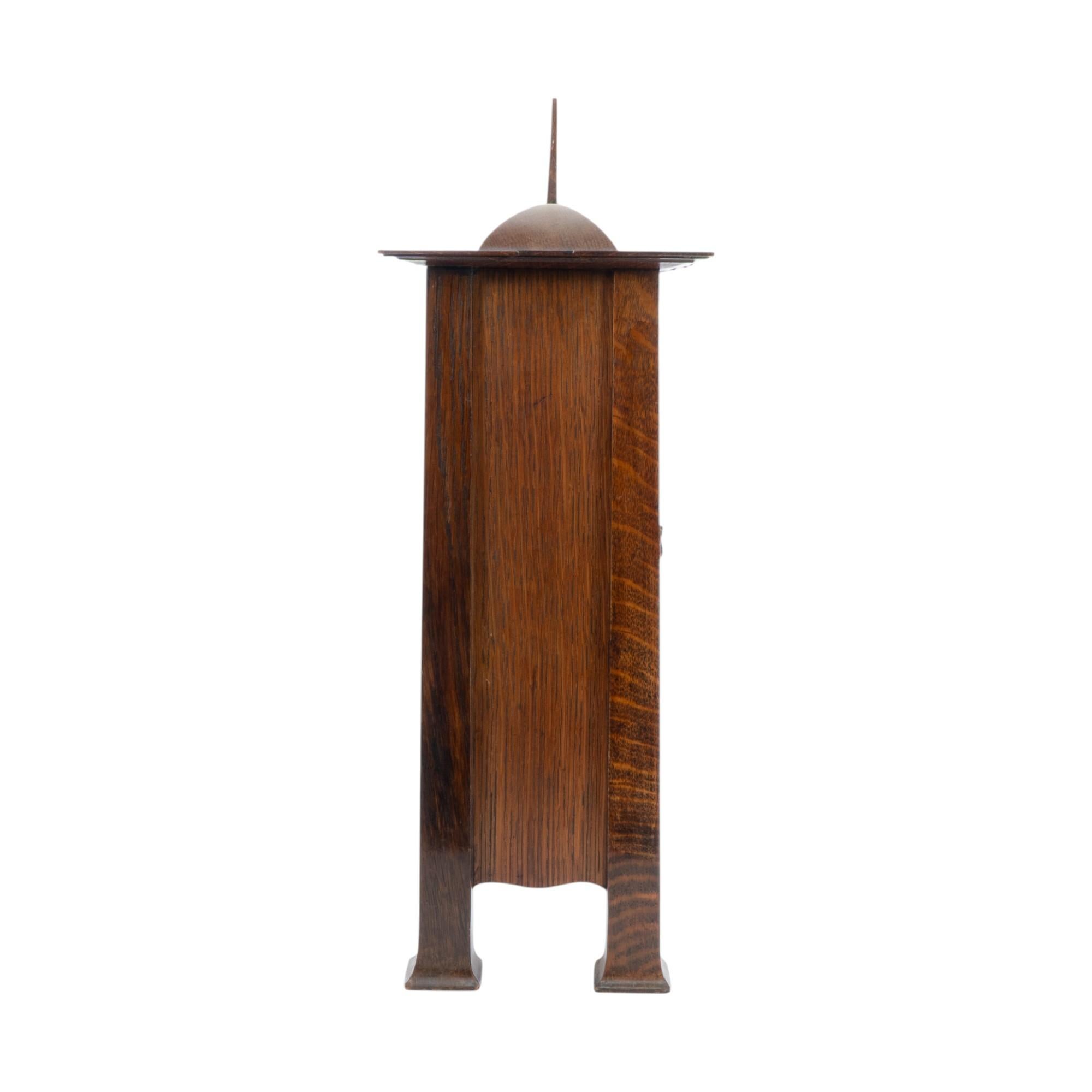 C. F. A. Voysey (1857–1941). A rare Arts and Crafts oak mantel clock In Good Condition For Sale In London, GB