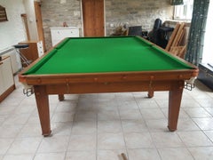 C F A Voysey. A rare Arts and Crafts 12' x 6' full size oak snooker table