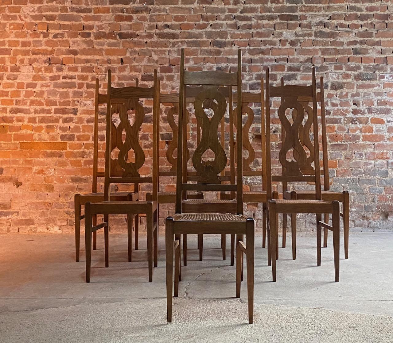 C F A Voysey Arts & Crafts Oak Dining Chairs Set of Eight by Liberty & Co, 1930 2