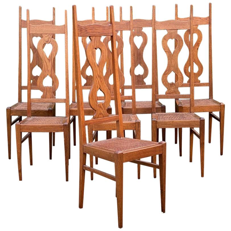 C F A Voysey Arts & Crafts Oak Dining Chairs Set of Eight by Liberty & Co, 1930