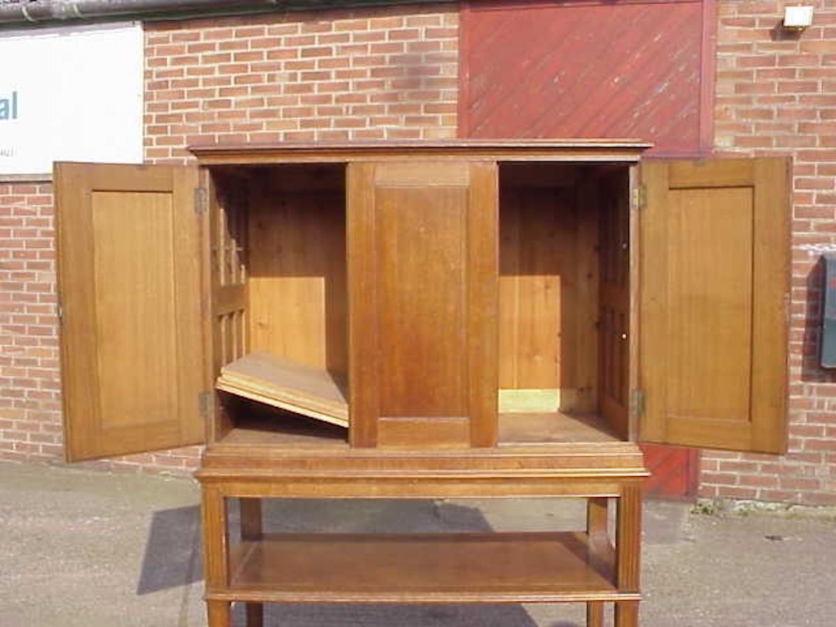 Arts and Crafts C F A Voysey Style of, Arts & Crafts Oak Cupboard with Lower Open Display Area For Sale