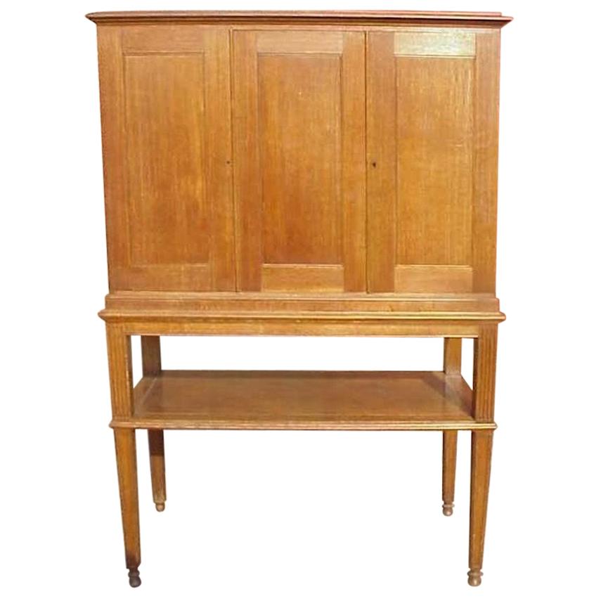 C F A Voysey Style of, Arts & Crafts Oak Cupboard with Lower Open Display Area For Sale