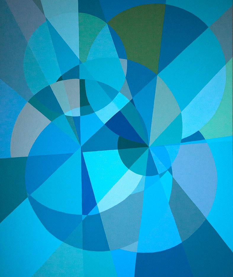 Blue Multiverse Spiral, Abstract Geometric Shapes