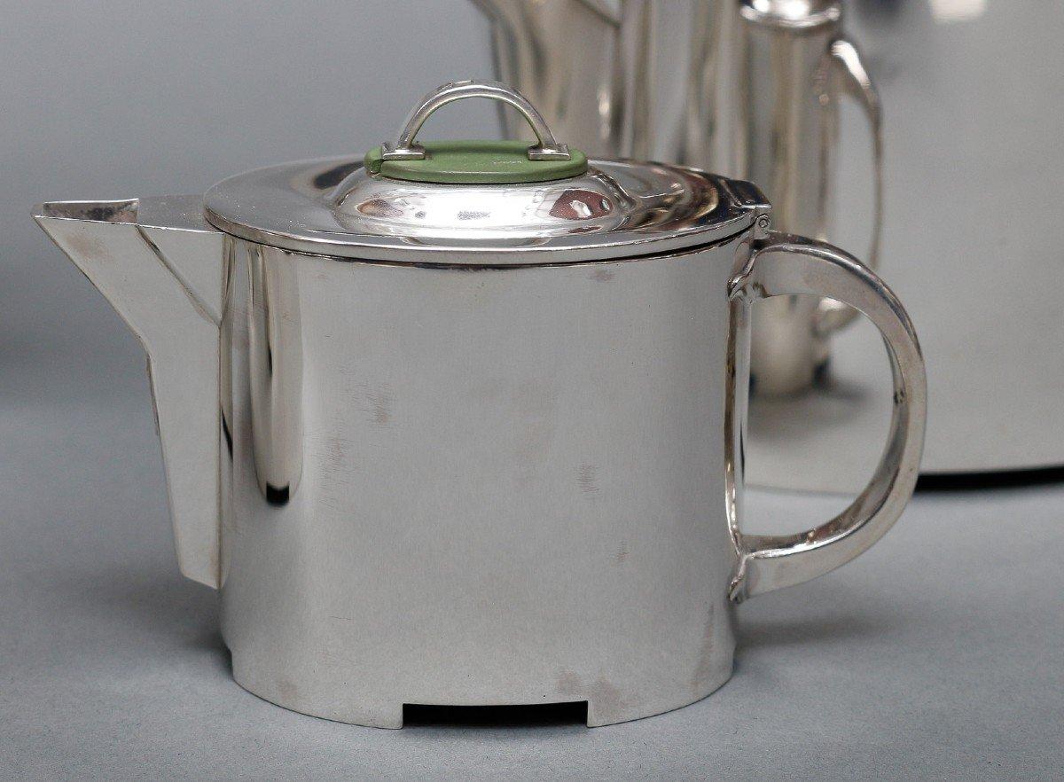 French C. Fjerdingstad - Modernist Tea/coffee Service In Solid Silver Circa 1950 For Sale
