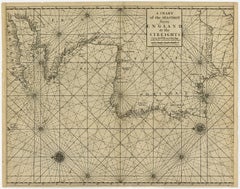 Original Antique Sea Chart of the Coastline from England to Gibraltar, ca.1700