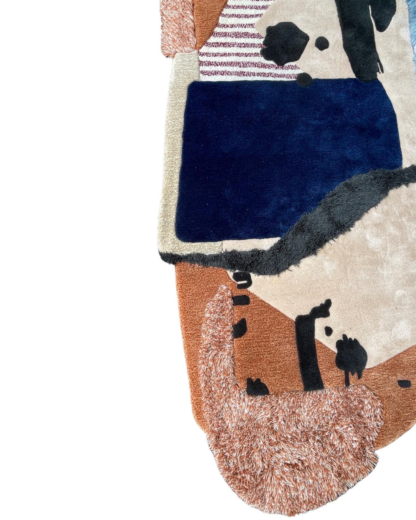 Arts and Crafts Tapis contemporain de forme irrégulière en laine touffetée à la main beige de RAG Home  en vente
