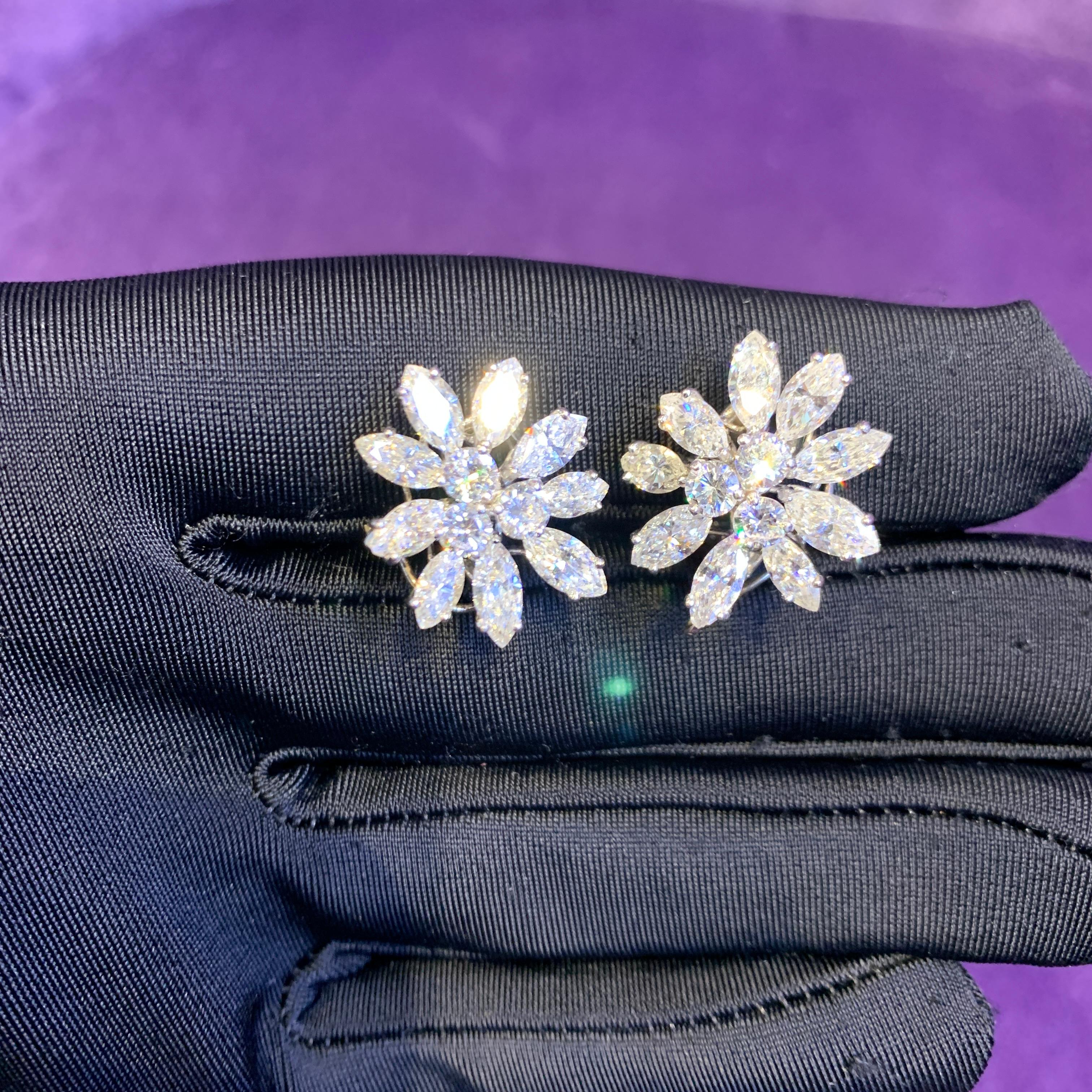 Cluster Diamond Earrings In Excellent Condition For Sale In New York, NY