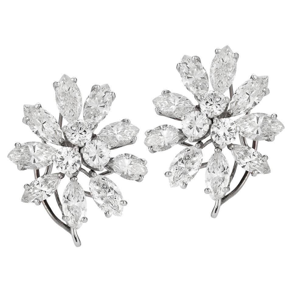 Diamond Cluster Earring For Sale at 1stDibs