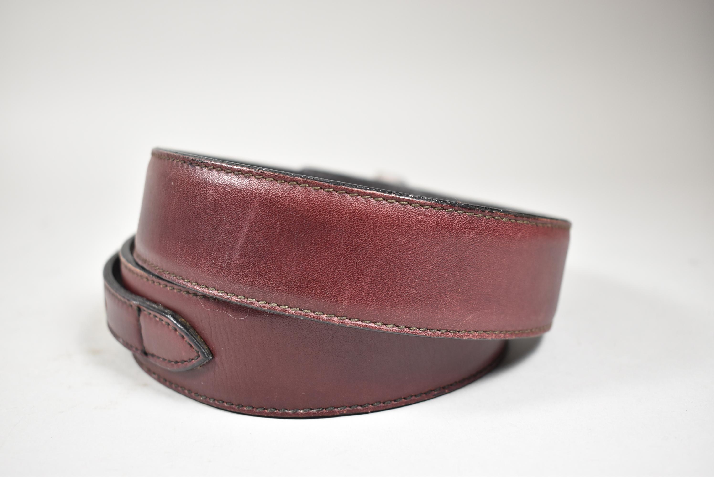 Modern C G Italian Leather Belt with Sterling Silver Buckle For Sale