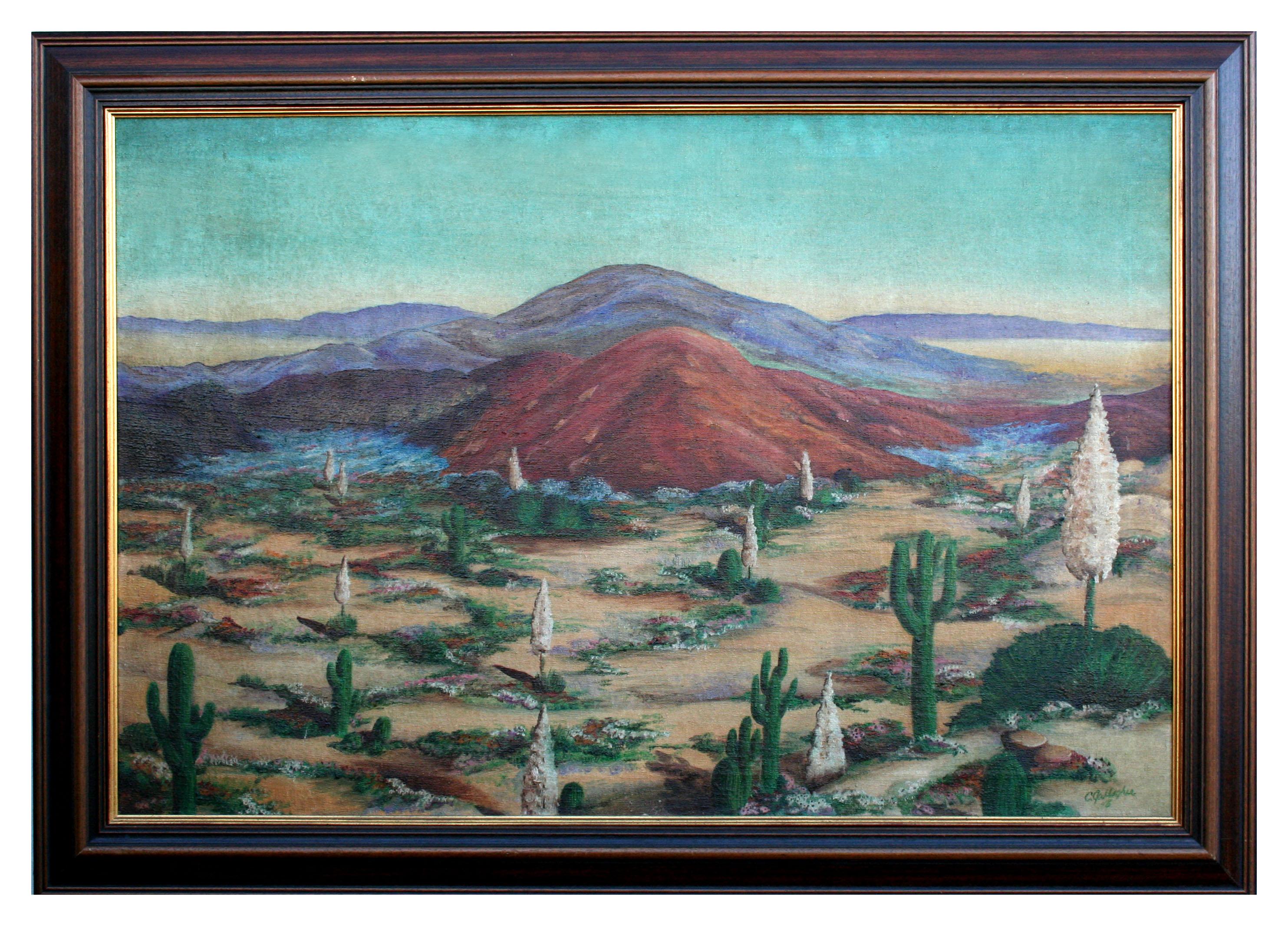 C. Gallagher Landscape Painting - Mid Century Southwest Desert Landscape in Oil on Canvas