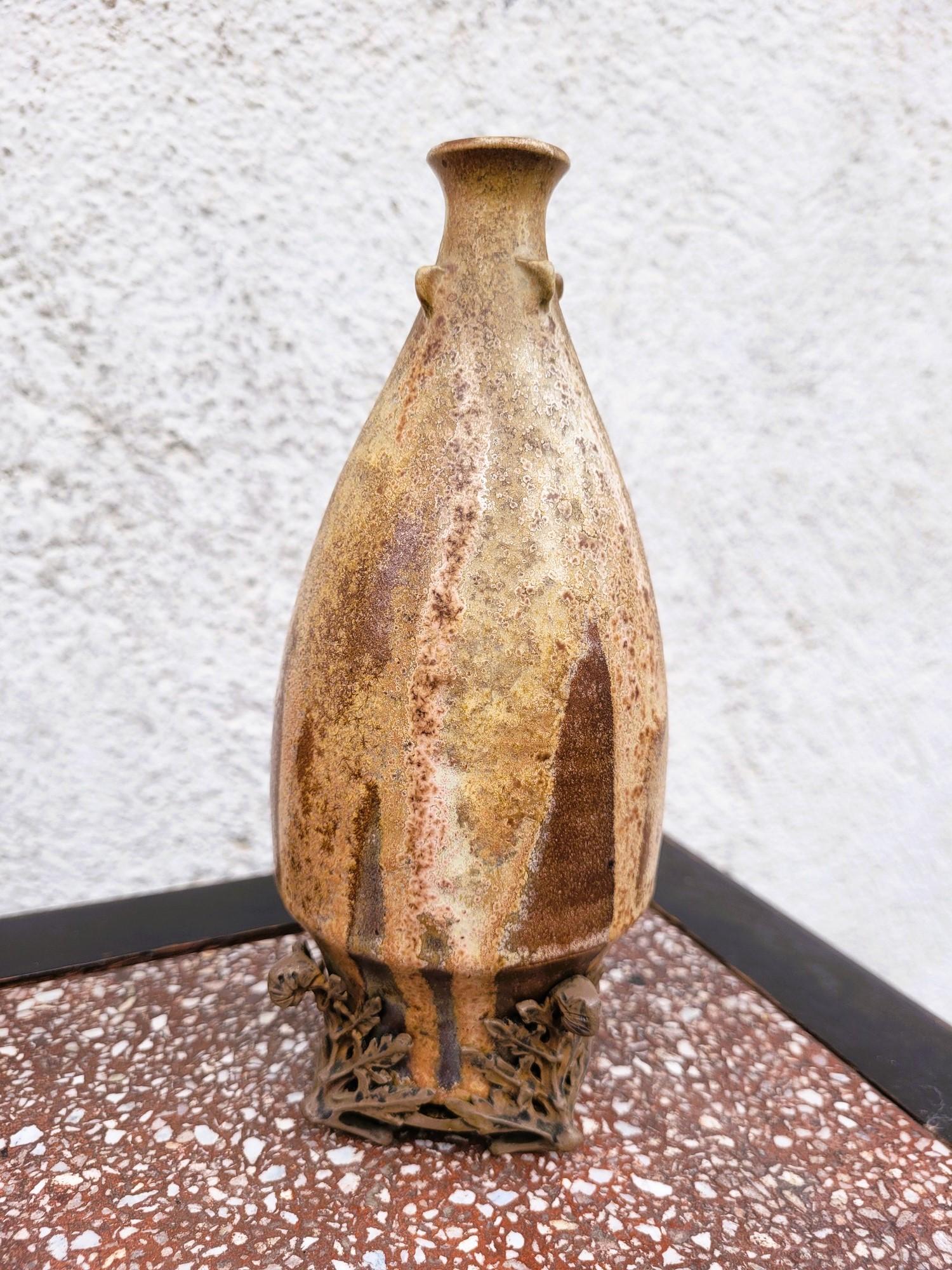 Francese C Greber, Vaso in gres fiammato, Art Nouveau, inizio XX secolo in vendita