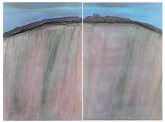 'Abstracted Landscape', National Academy, Palm Springs Museum, Large oil Diptych