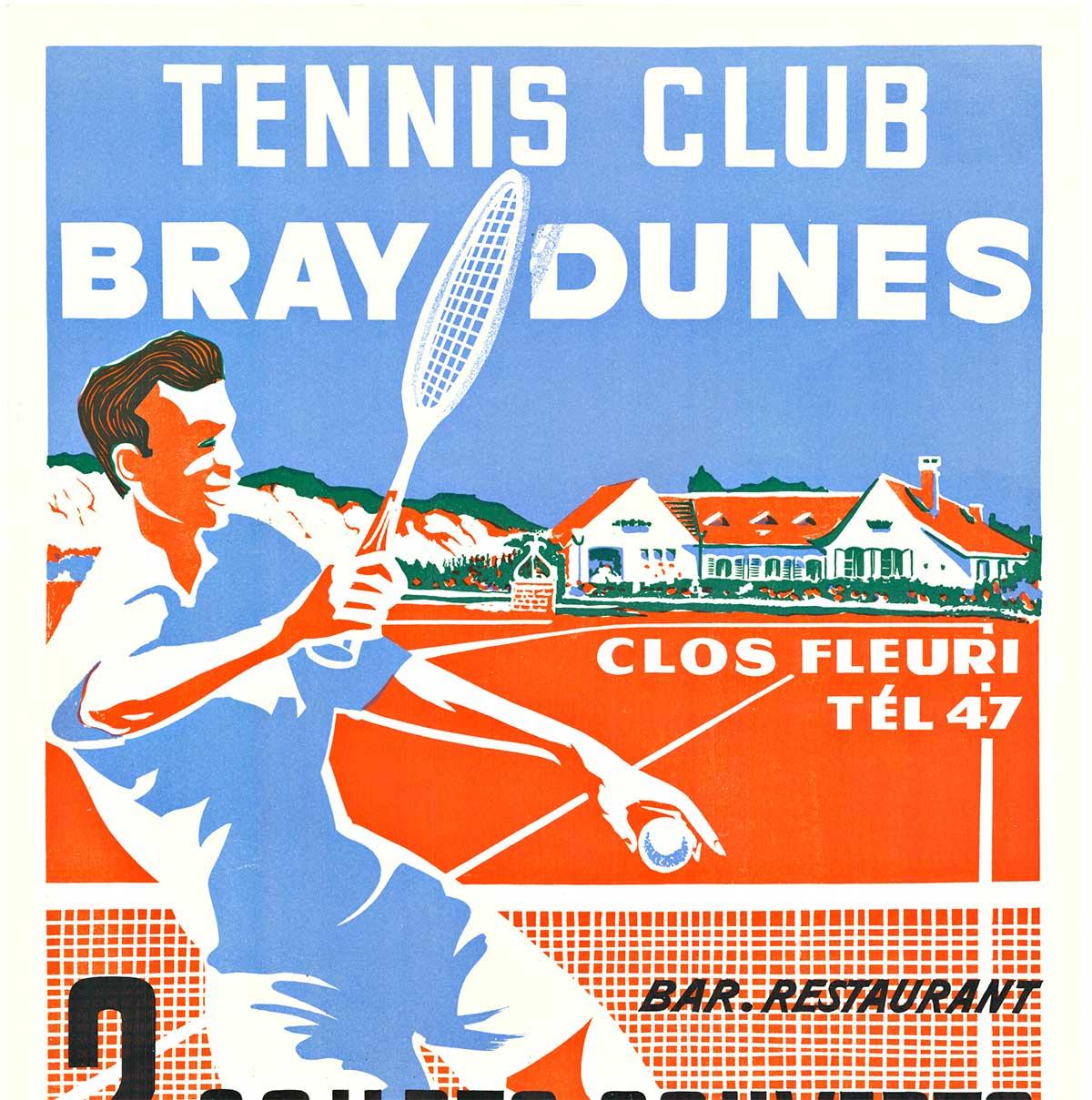 Original Tennis Club Bray Dunes  - Cartel deportivo vintage francés - Print de C. Guion