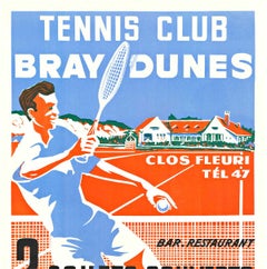 Original Tennis Club Bray Dunes - Poster sportivo vintage francese