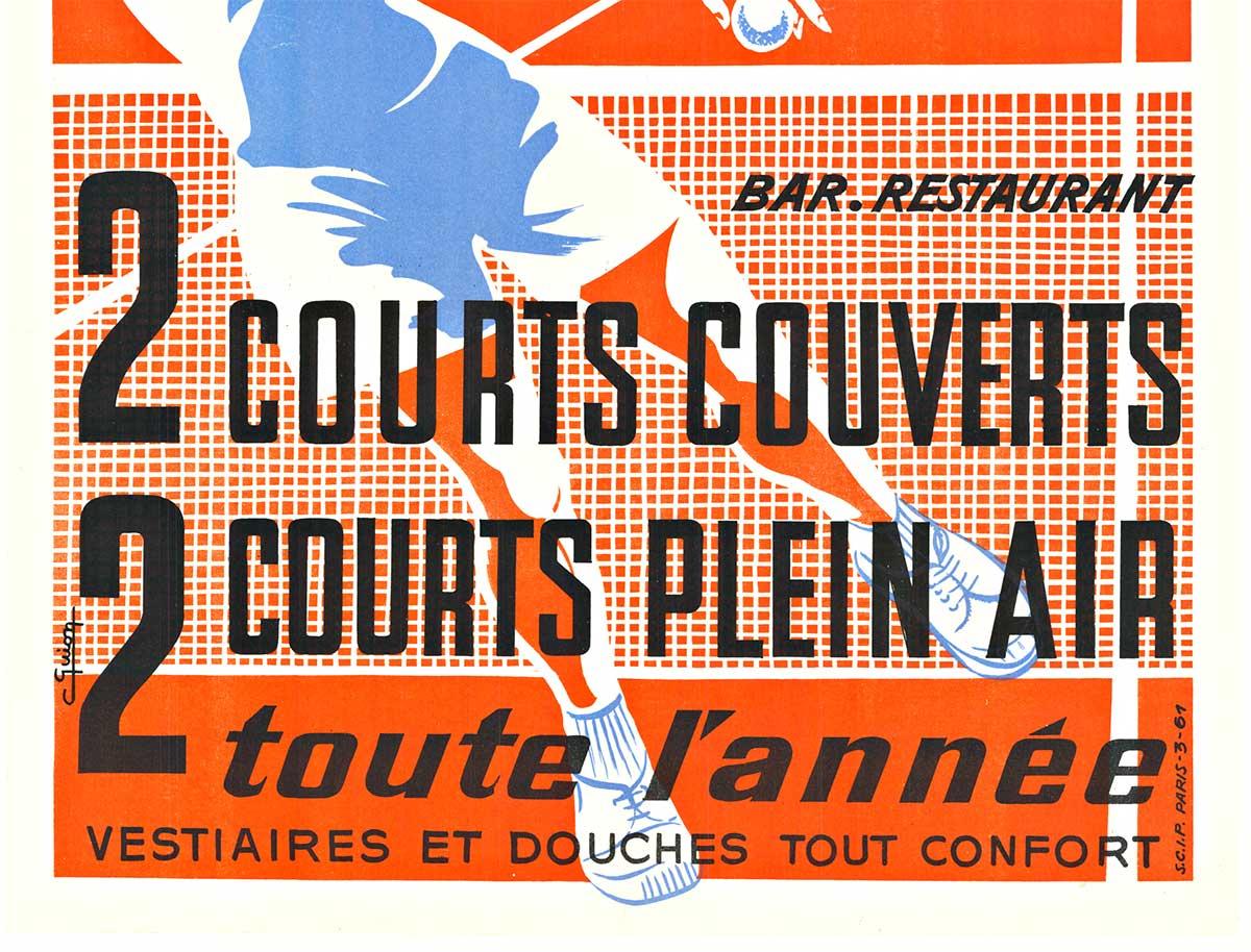 Original Tennis Club Bray Dunes  - Cartel deportivo vintage francés - Print Art Decó de C. Guion
