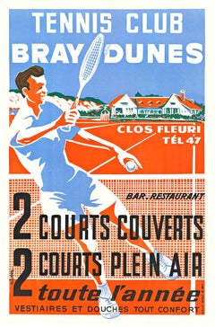 Original Tennis Club Bray Dunes  - Affiche de sport vintage française