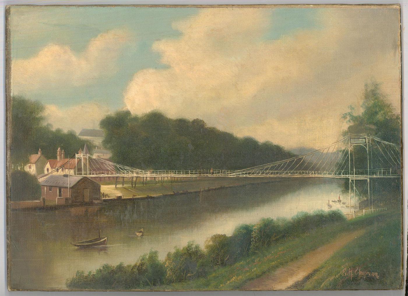 C. H. Chapman - c.1920 Oil, The Original Queen's Park Suspension Bridge For Sale 2