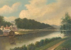 C. H. Chapman - c.1920 Oil, The Original Queen's Park Suspension Bridge