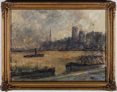 Style of Charles Hodge Mackie (1862–1920) - Framed Oil, River Barges