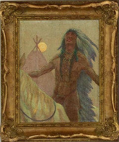 C. H. - Mid 20th Century Oil, Native American Chieftain