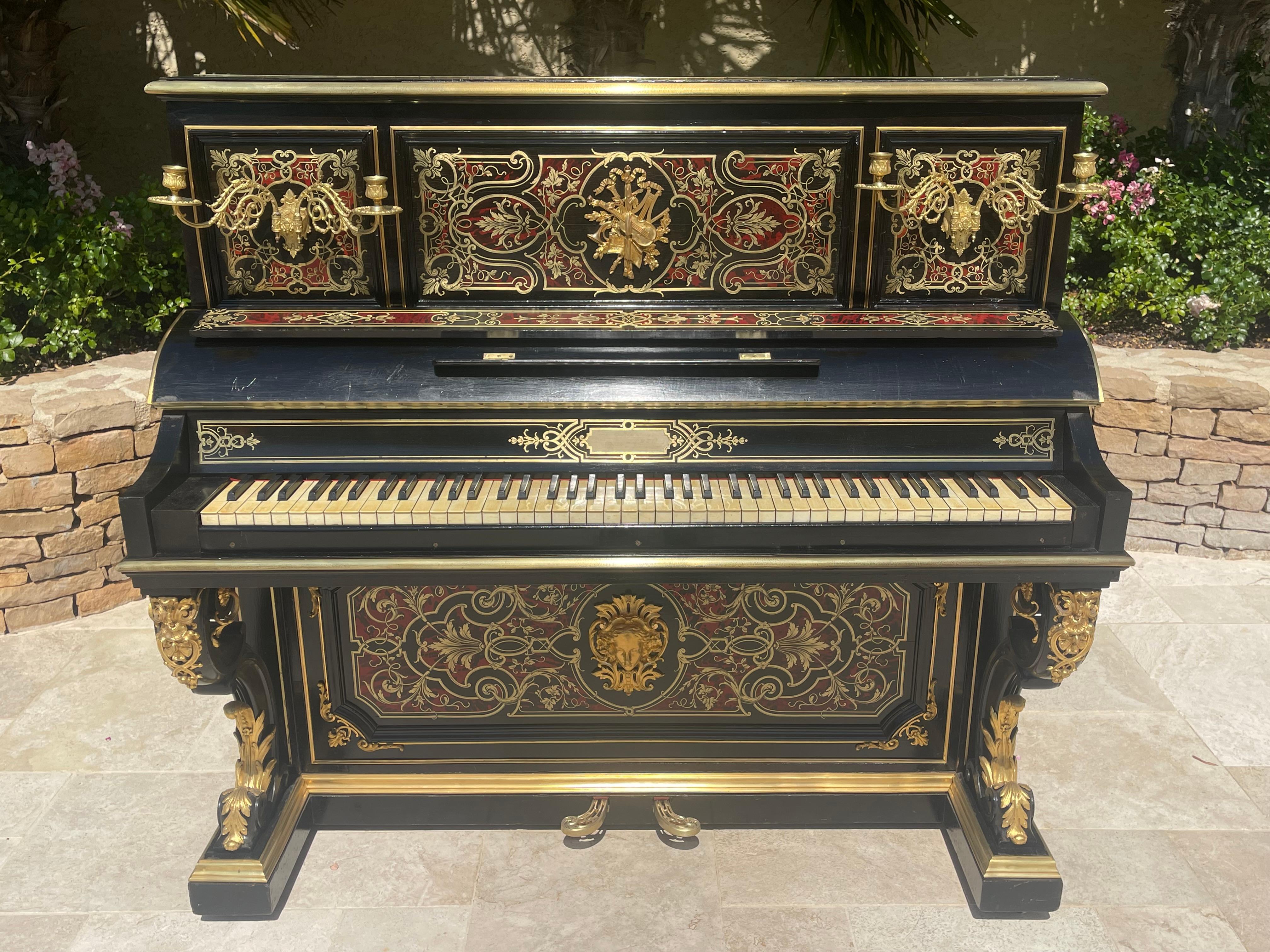 C. Heitz Lyon - Pianoforte Napoleone III in intarsio di Boulle in vendita 12