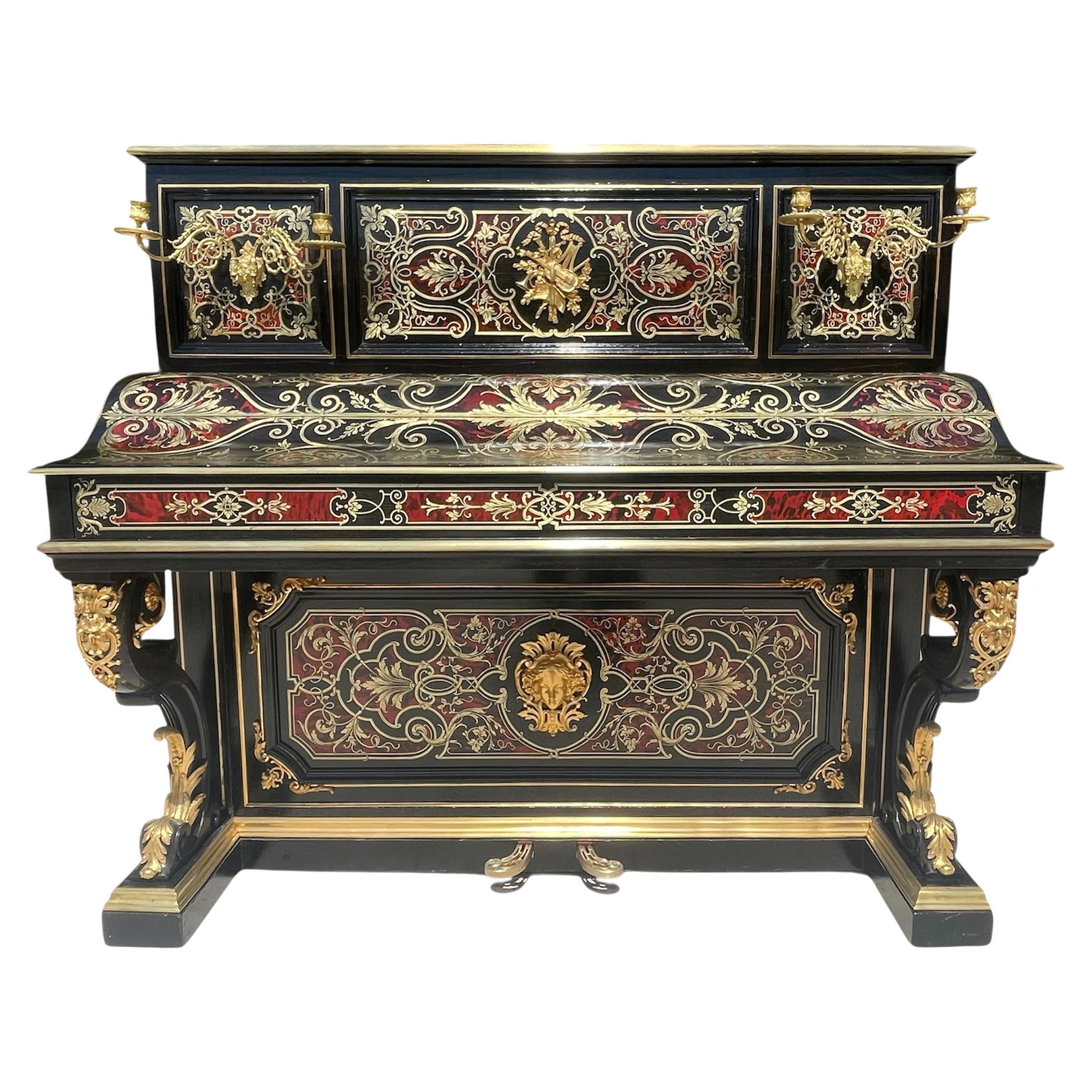 C. Heitz Lyon - Pianoforte Napoleone III in intarsio di Boulle