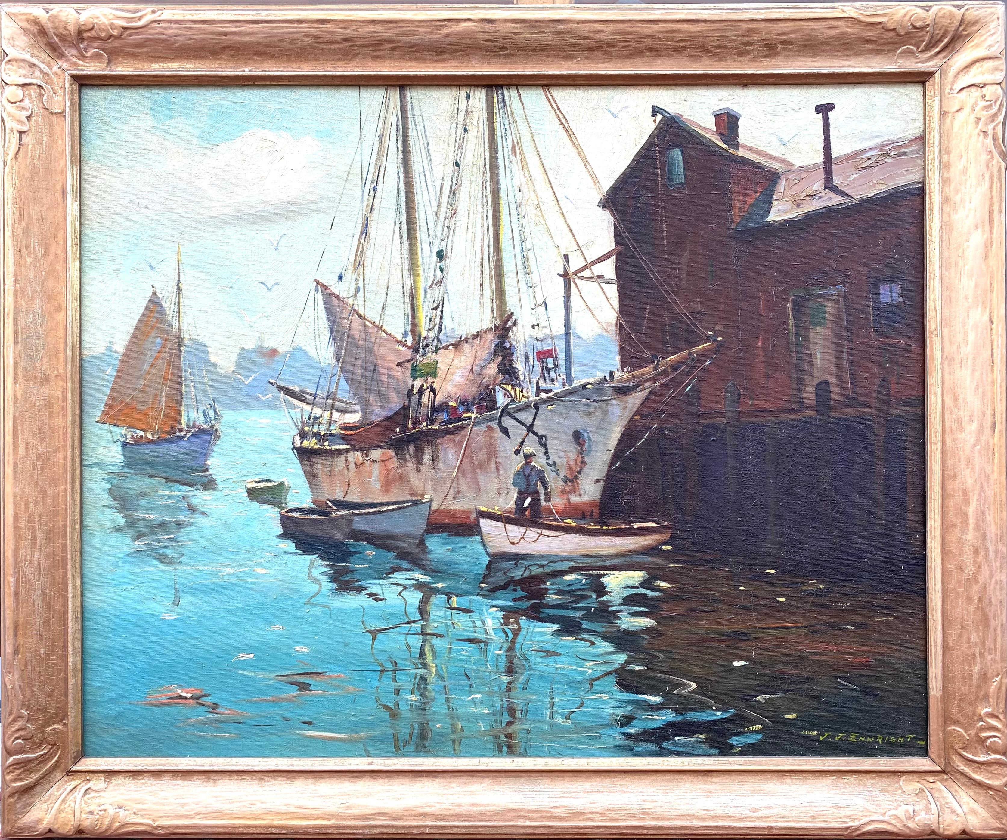 “At the Wharf, Cape Cod” - Painting by C. Hjalmar Amundsen