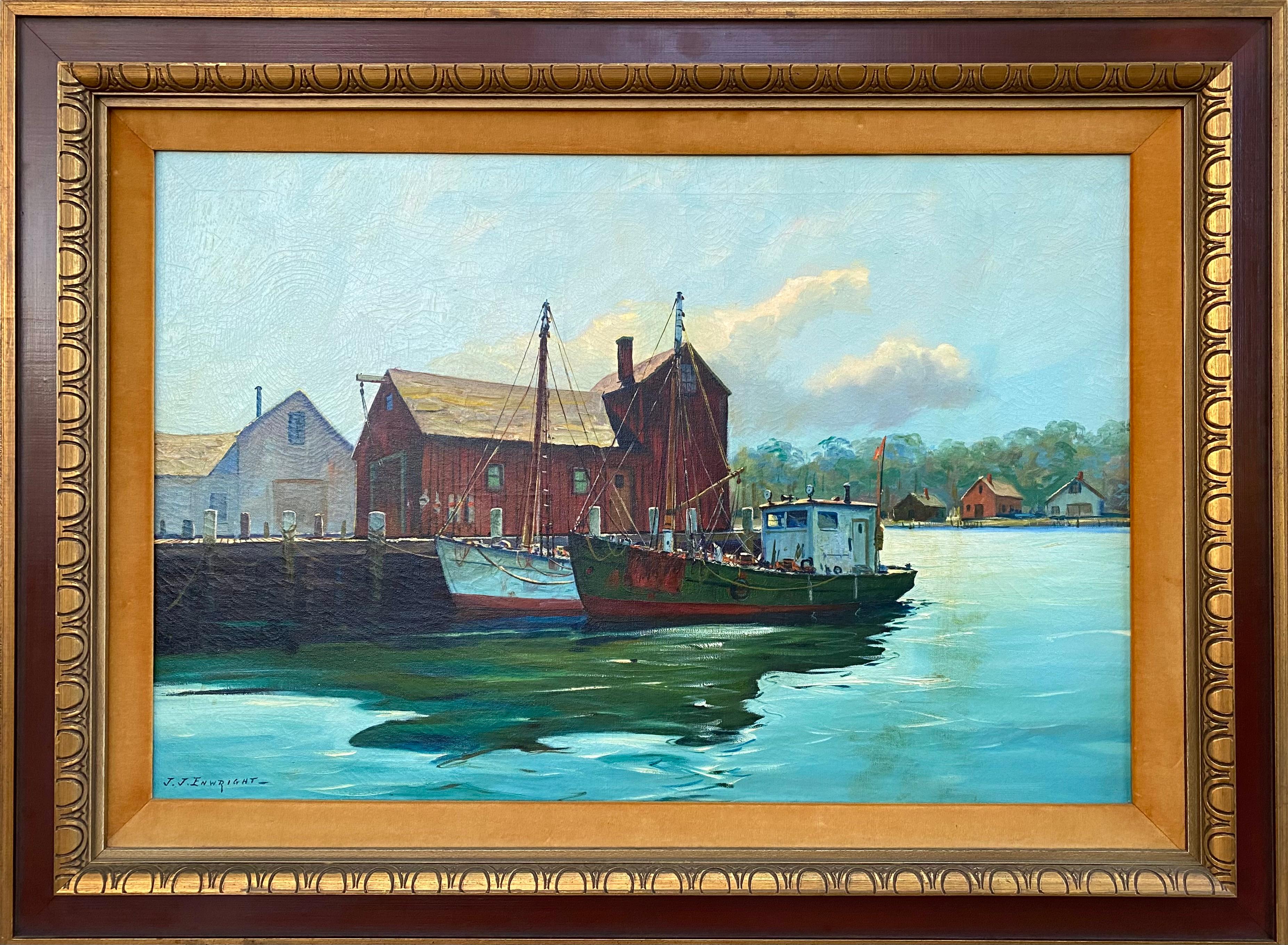 “Bradley Wharf,  Rockport” - Painting by C. Hjalmar Amundsen