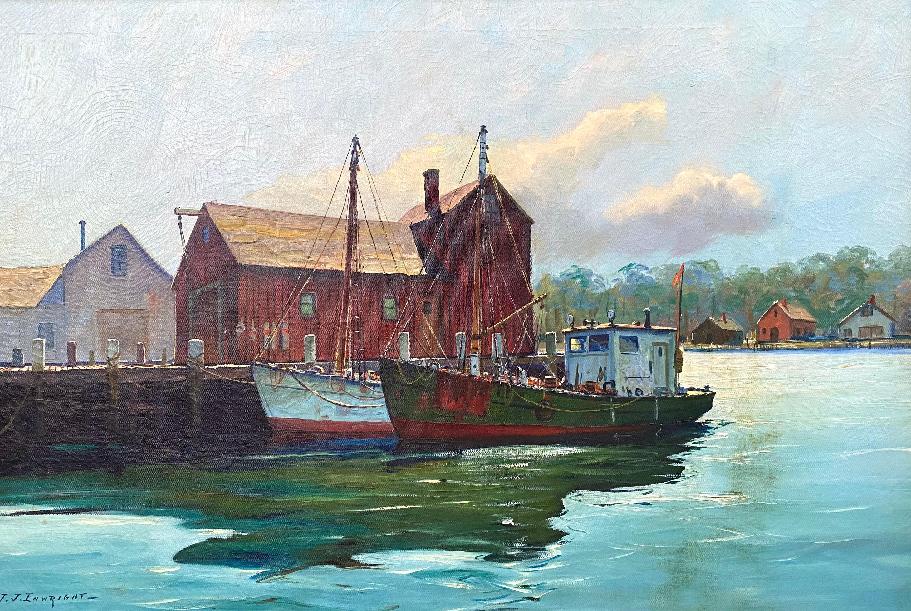 Bradley Wharf,  Rockport - Académique Painting par C. Hjalmar Amundsen