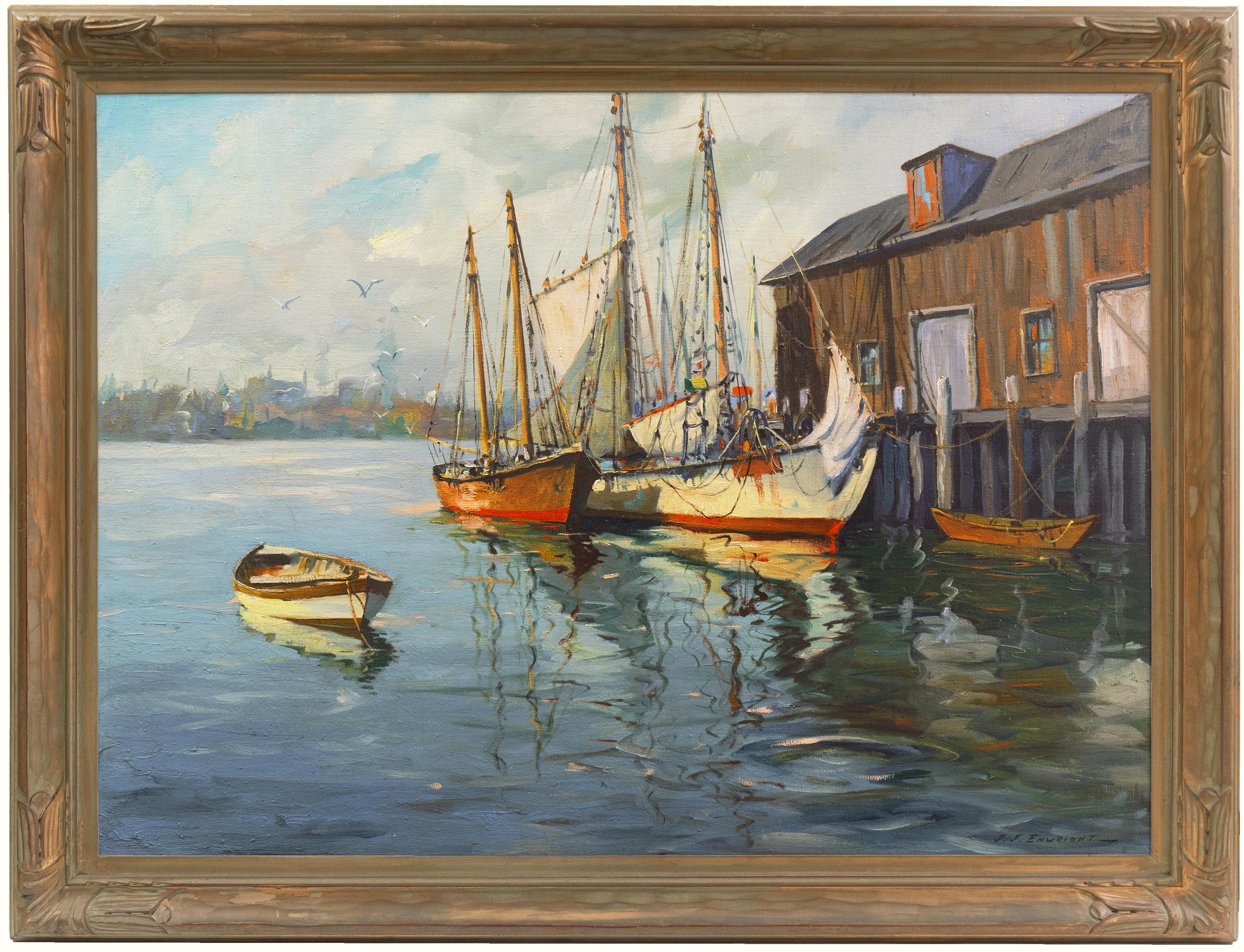 „Cape Cod“, Sag Harbor, New York, Walfang, Gloucester, Provincetown, Großes Ölgemälde – Painting von C. Hjalmar Amundsen