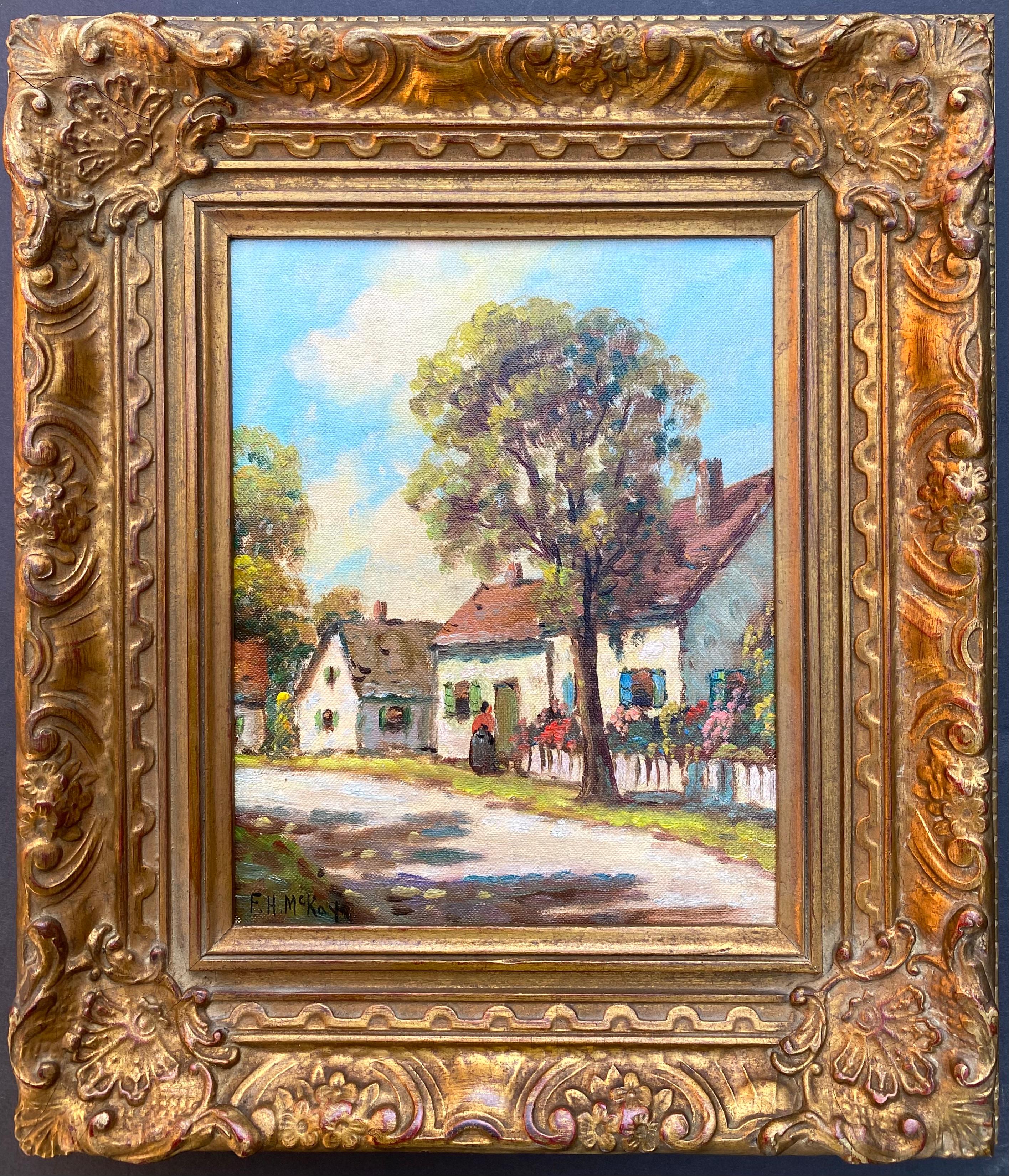 “Village Cottages” - Painting by C. Hjalmar Amundsen