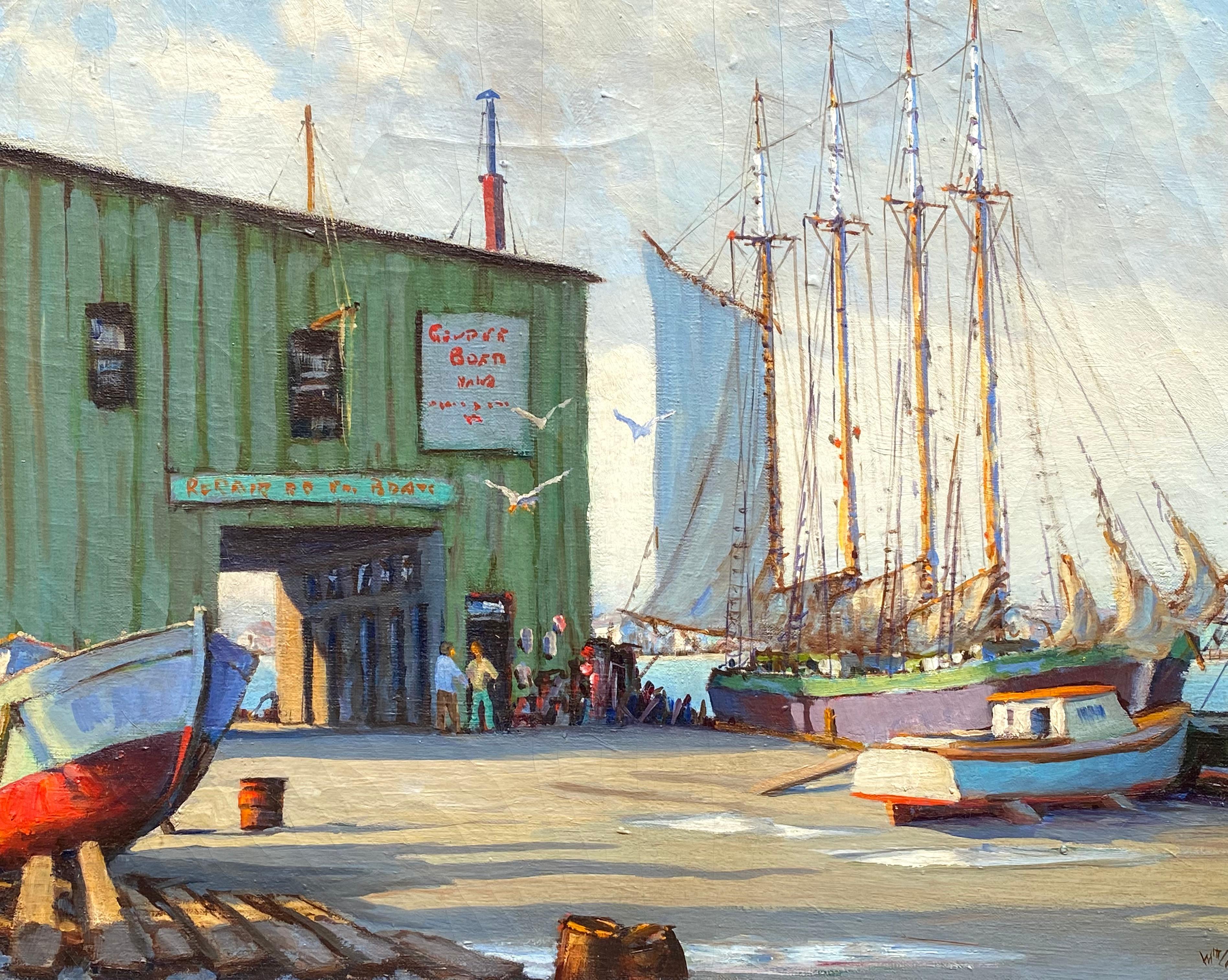 “Dockside Gloucester” - Painting by C. Hjalmar Amundsen