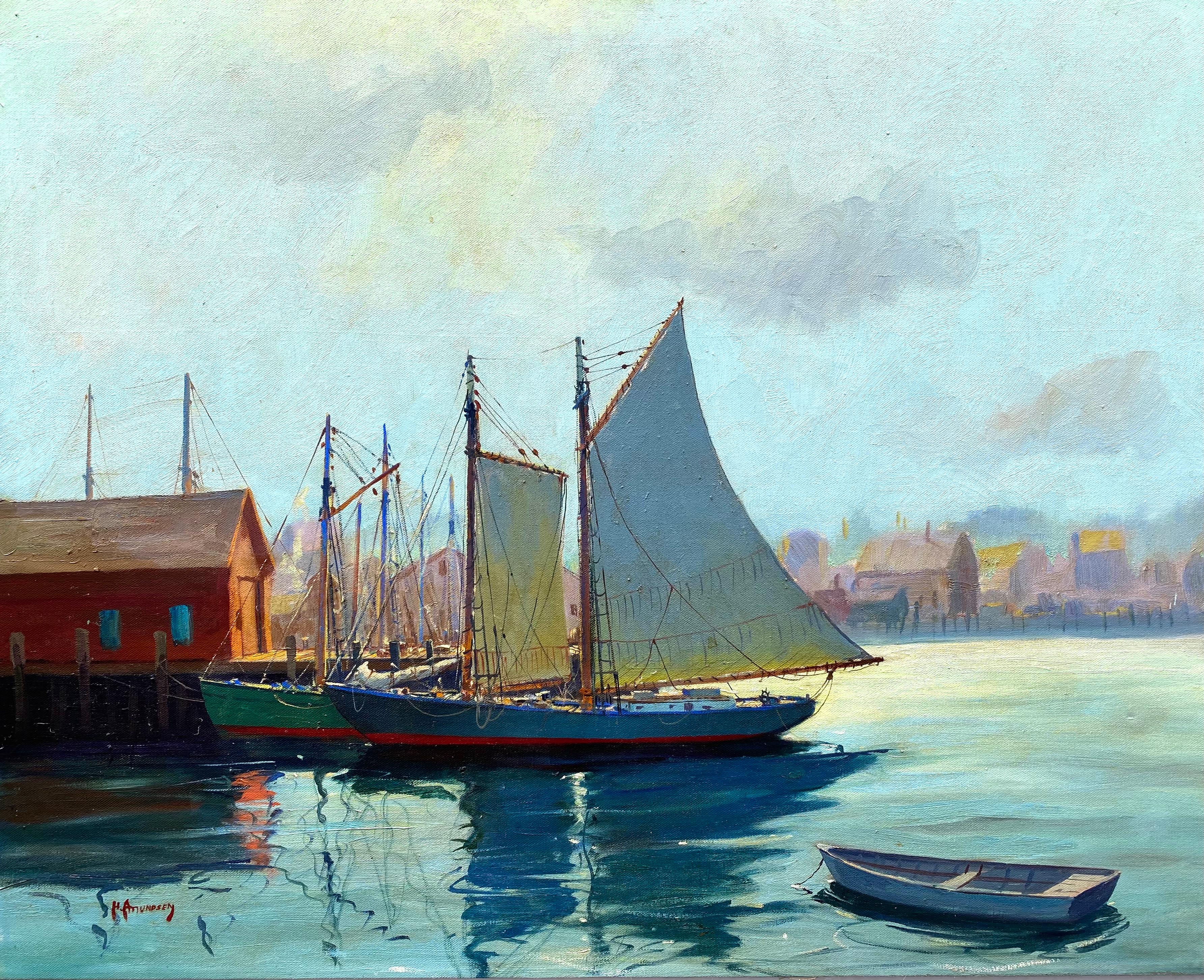C. Hjalmar Amundsen Landscape Painting - “Gloucester Harbor”