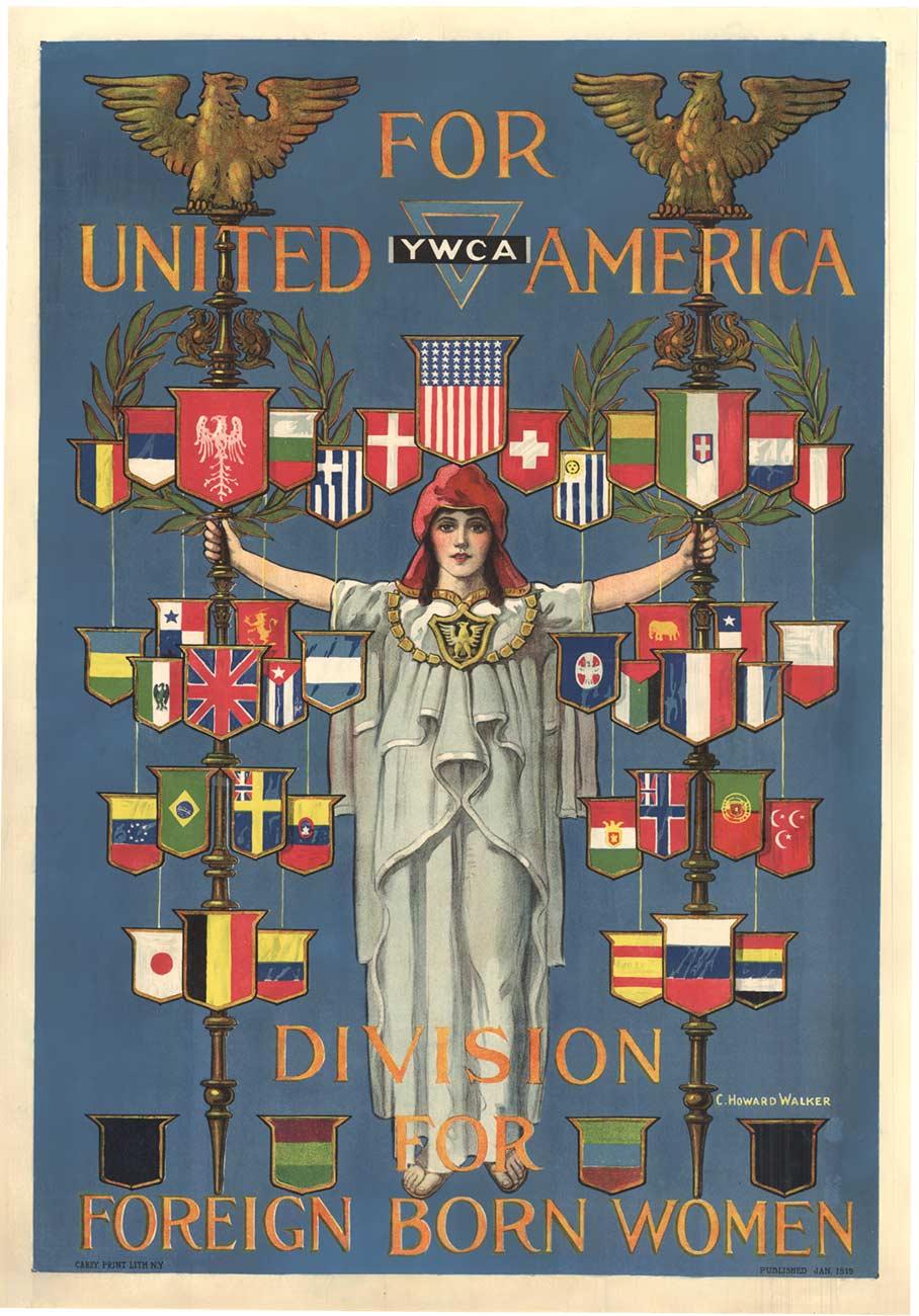 YWCA for United America, Division for Foreign Born Women original vintage poster