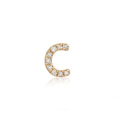 0.04ct Diamond C Initial 14K Yellow Gold Letter Stud Earrings