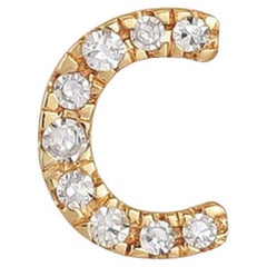 0.04ct Diamond C Initial 14K Yellow Gold Letter Stud Earrings
