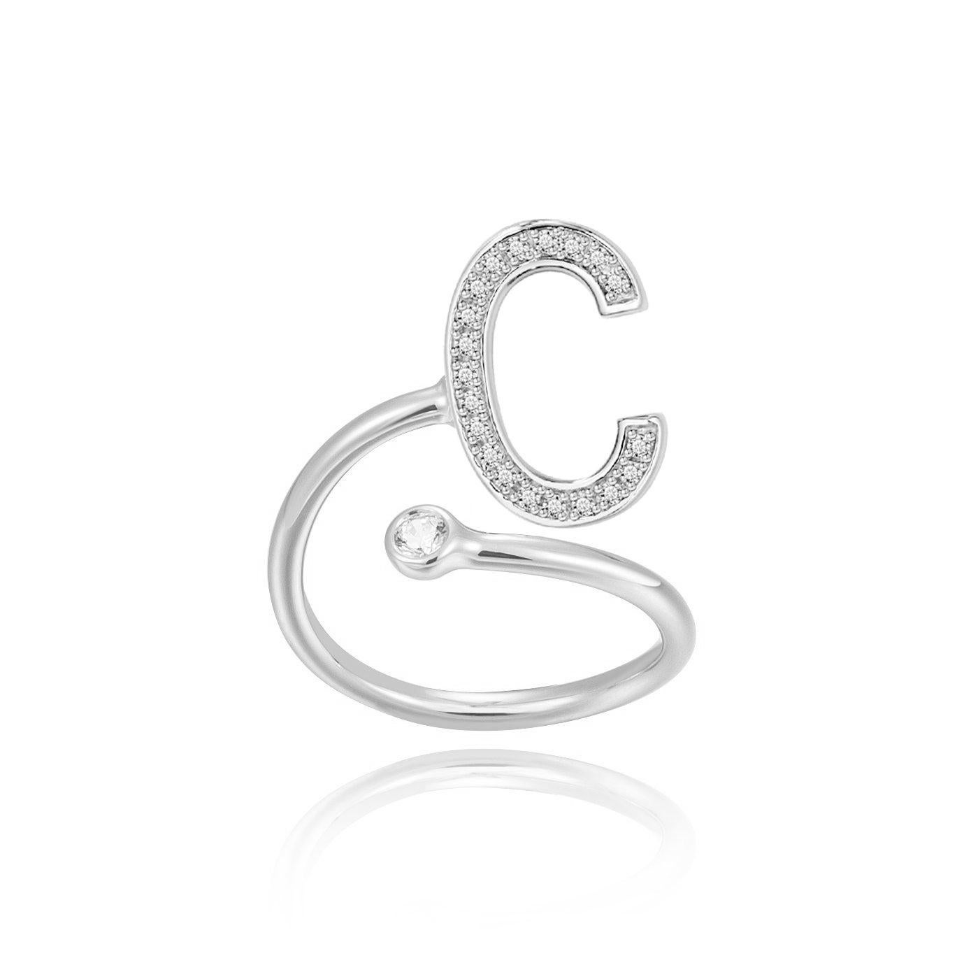 For Sale:  C-Initial Bezel Wire Ring 3