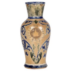 Antique C J C Bailey Fulham Salt Glazed Mackenzie Clan Pottery Vase by Edward Bennet
