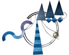 C. Jere 90s Mixed Media PostModern Memphis Geometric Abstract Wall Sculpture Art