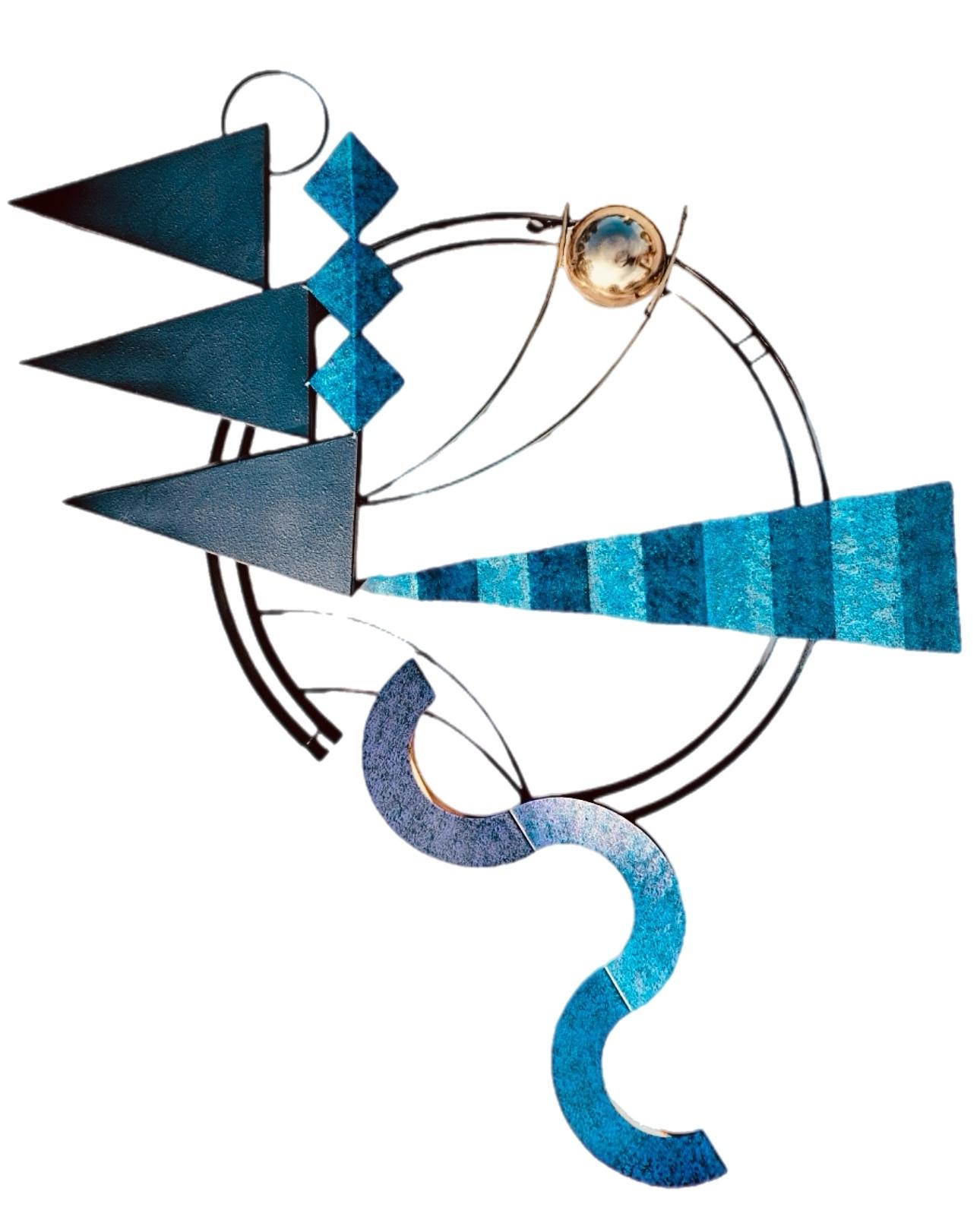 C. Jere 90s Mixed Media PostModern Memphis Geometric Abstract Wall Sculpture Art (Postmoderne) im Angebot