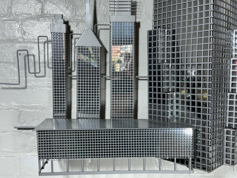 C. JERE / Artisan House 3D Grid Form Skyscraper Wall Sculpture