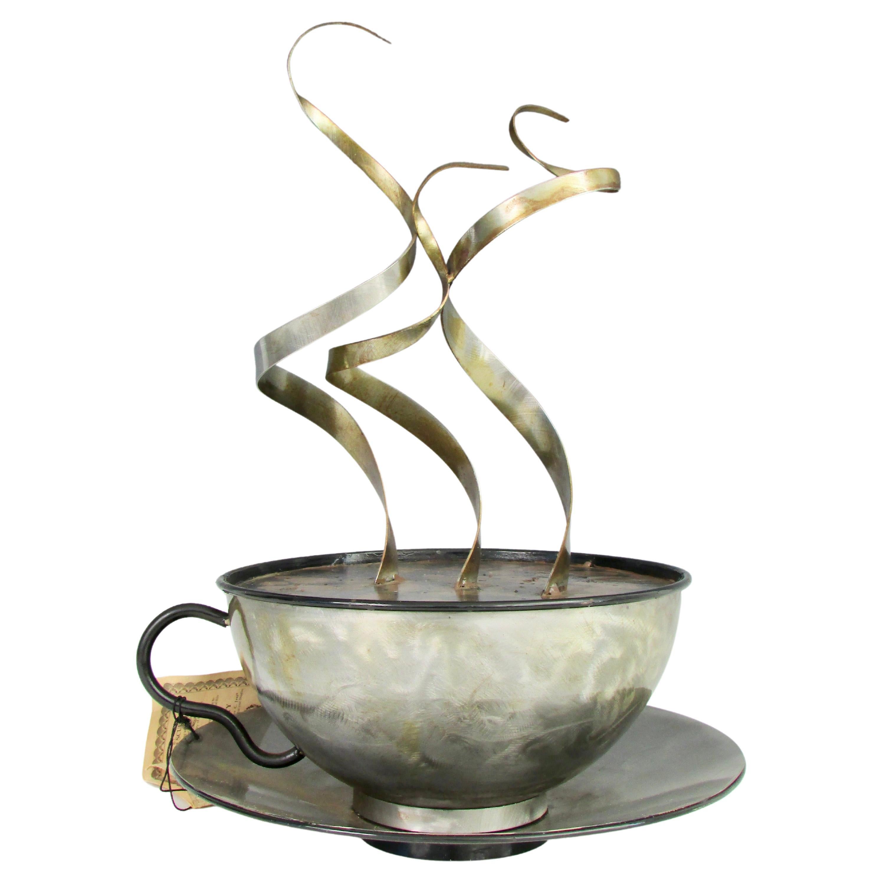 C. Jere Artisan House Java Jr. Steaming Cup of Coffee with String Tag For Sale