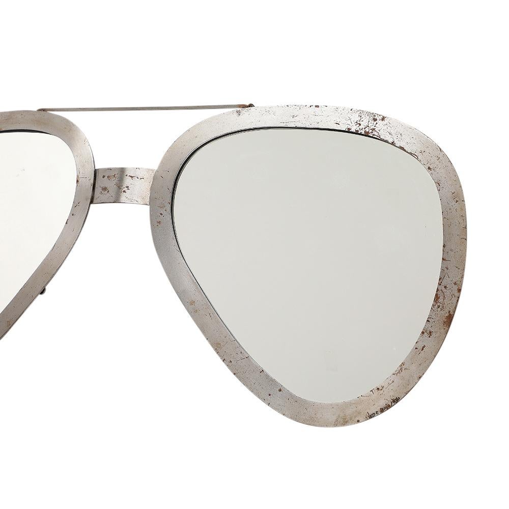 C. Jere Aviator-Sonnenbrille Spiegel, gebürstetes Silber, signiert  im Zustand „Gut“ im Angebot in New York, NY