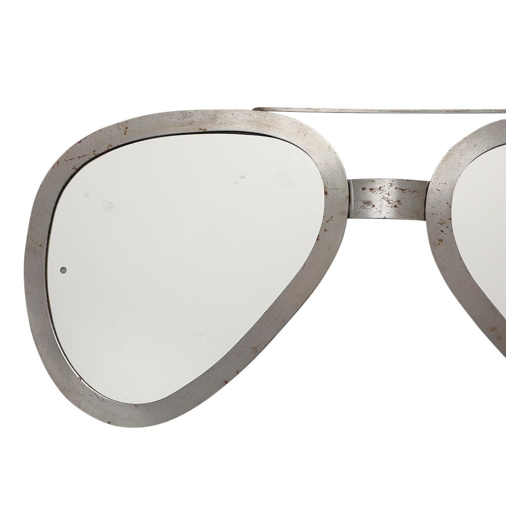 C. Jere Aviator-Sonnenbrille Spiegel, gebürstetes Silber, signiert  (Ende des 20. Jahrhunderts) im Angebot