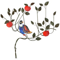 C. Jeré Bird in a Tree Enameled Wall Sculpture