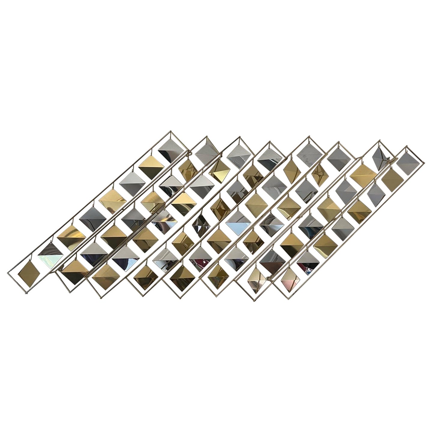 C. Jeré kinetische Skulptur aus Messing und Chrom Wandkunst