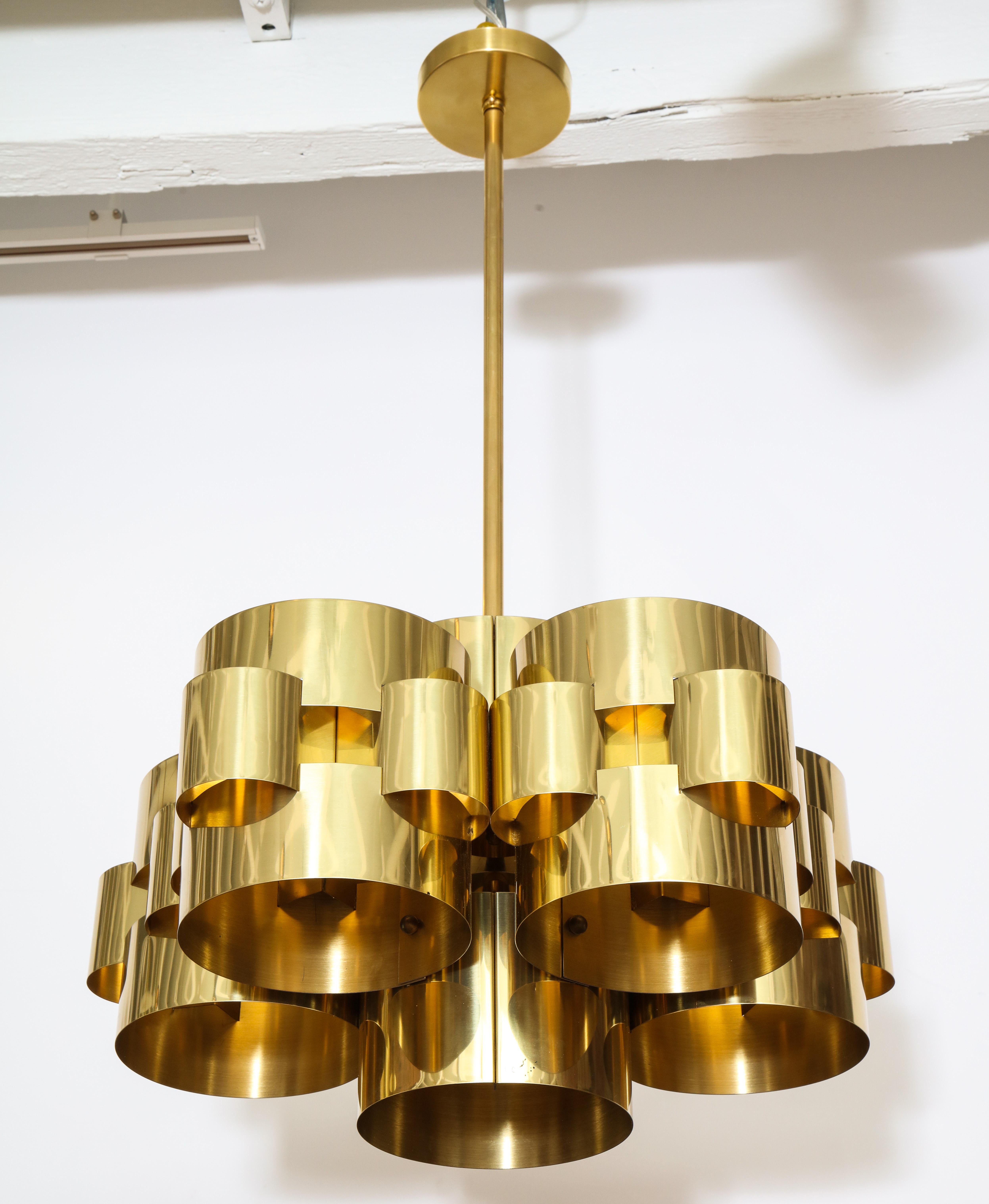 C. Jere Cloud Chandelier, Brass, Signed 4