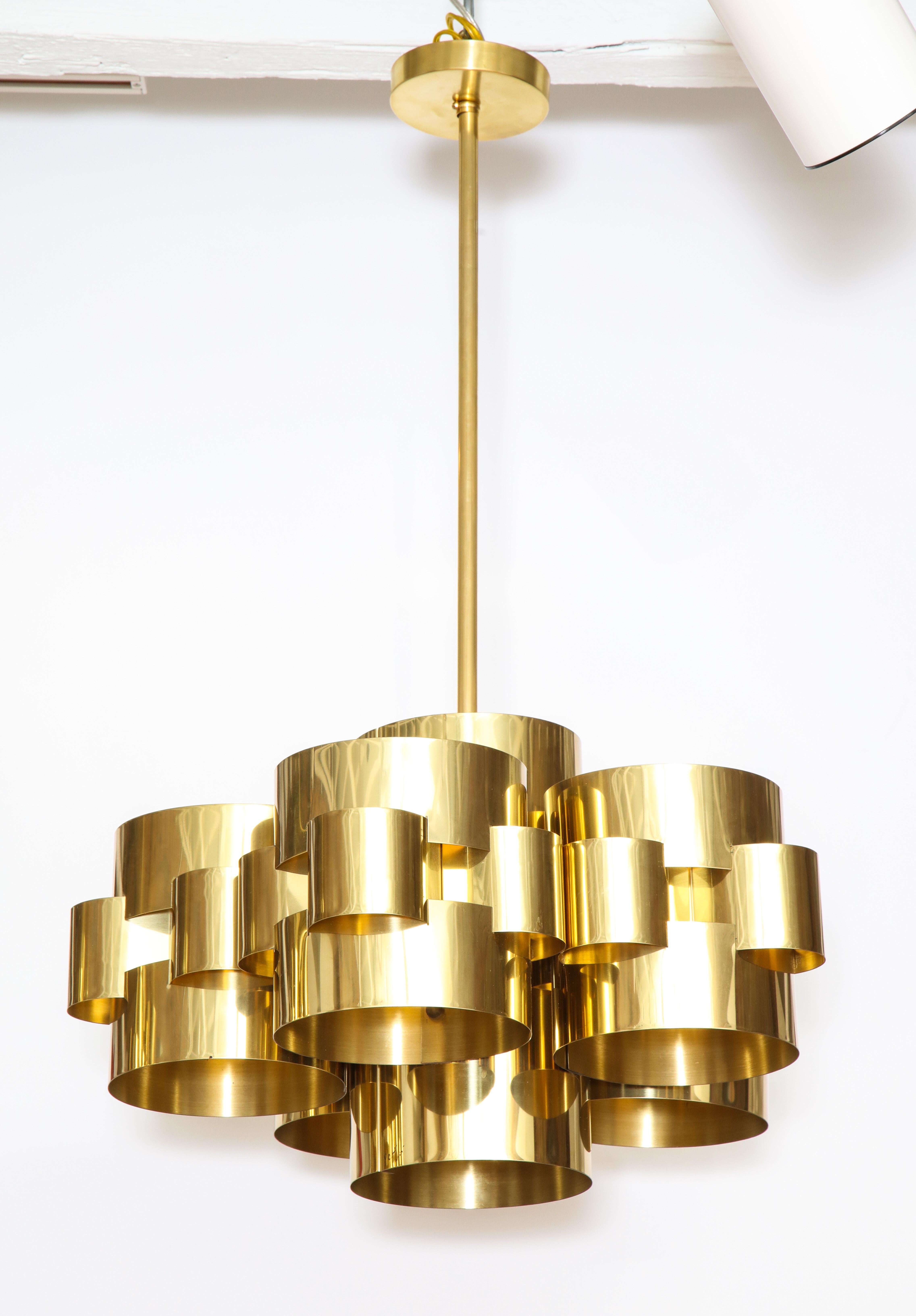 C. Jere Cloud Chandelier, Brass, Signed In Good Condition In New York, NY