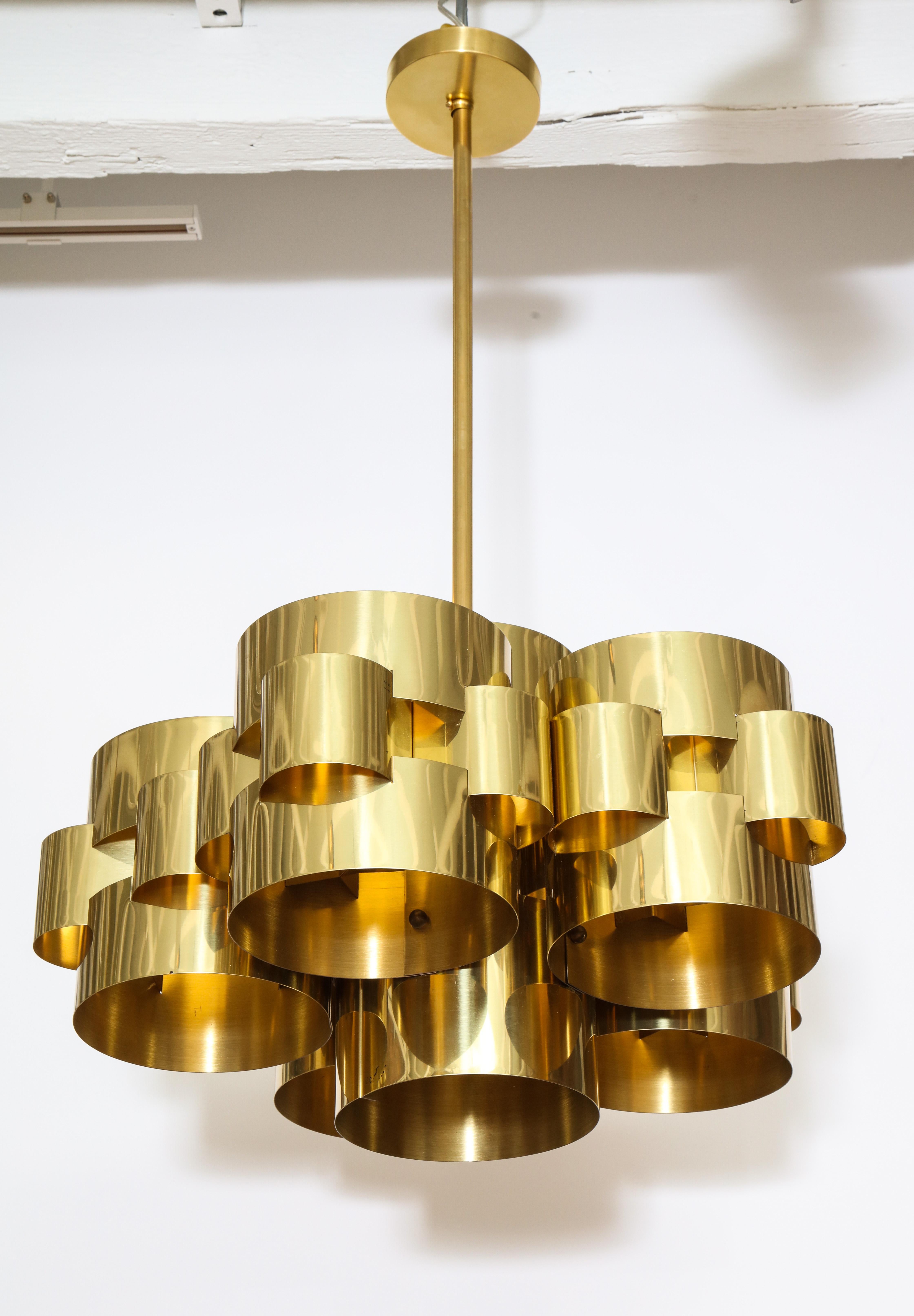 C. Jere Cloud Chandelier, Brass, Signed 2