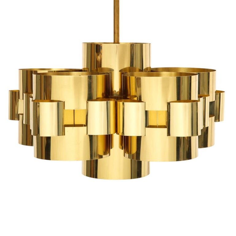 Lacquered C. Jere Brass Cloud Chandelier For Sale